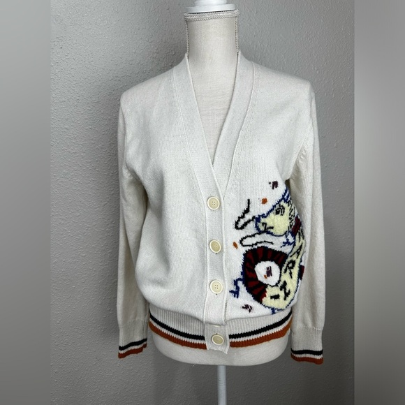 Marni  WOOL-CASHMERE BLEND CARDIGAN WITH JACQUARD DRAGON size S-M - Picture 5 of 14